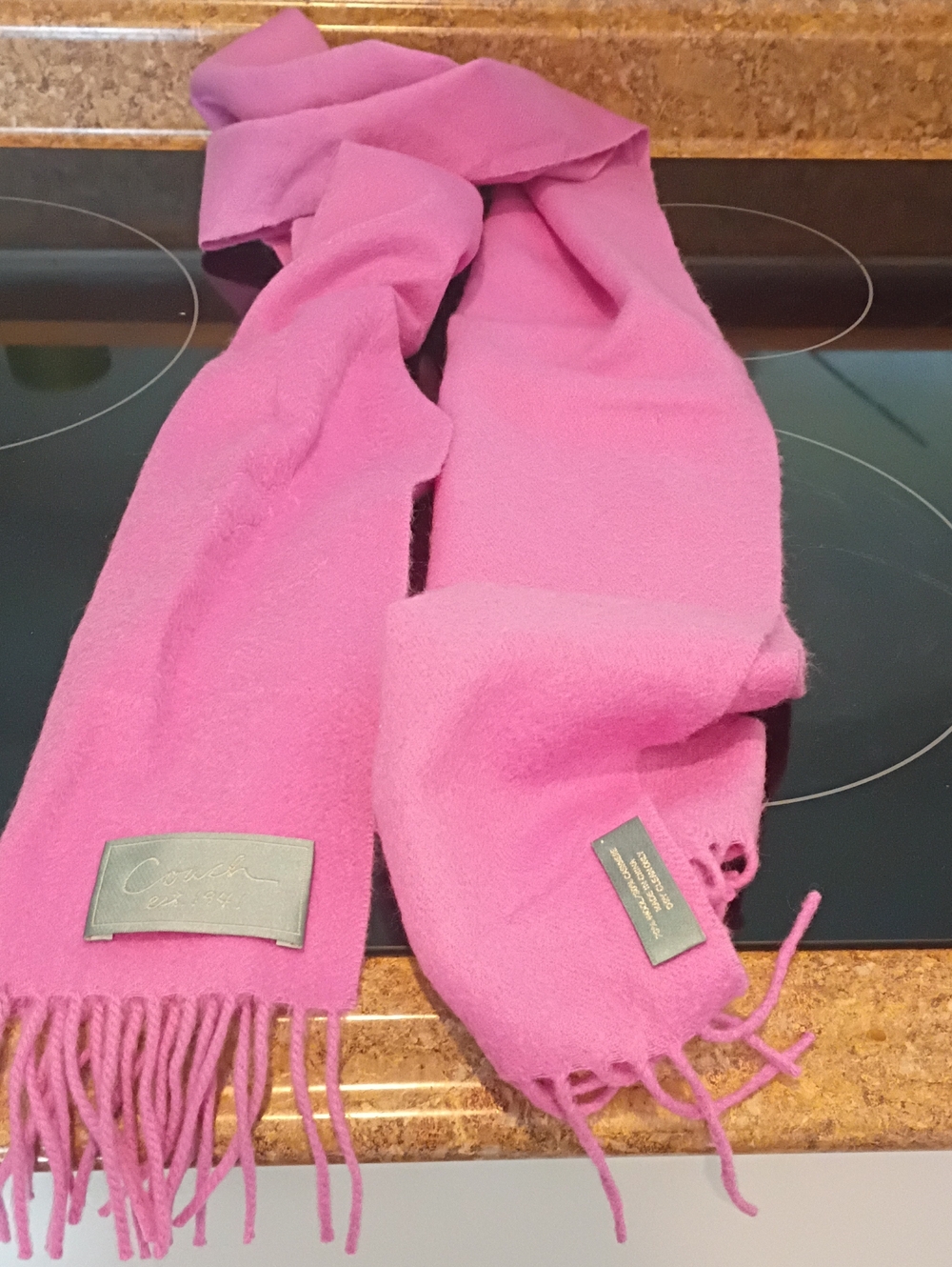 Coach Pink Fringe cashmere Scarf